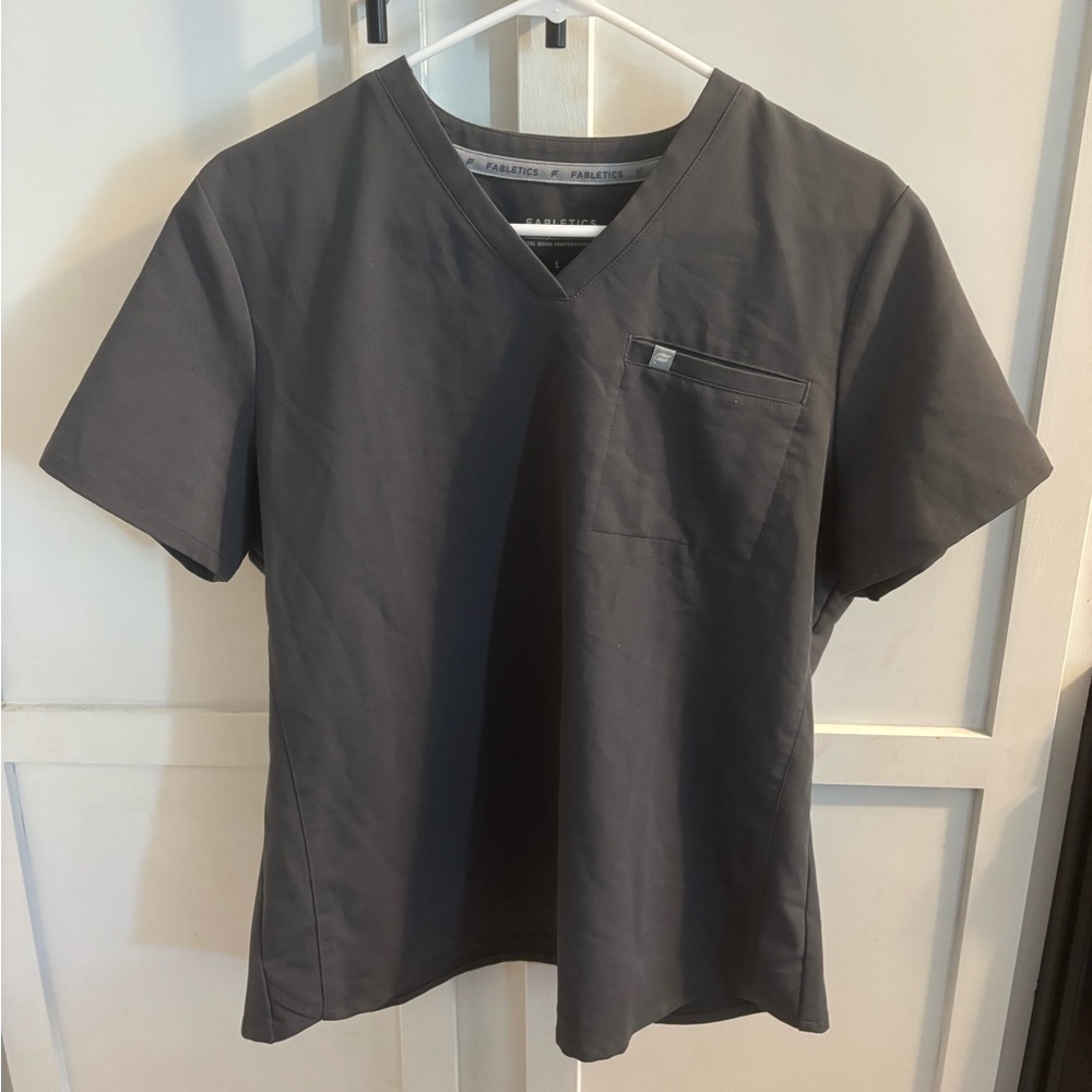 Fabletics Charcoal Gray V-Neck scrub Top